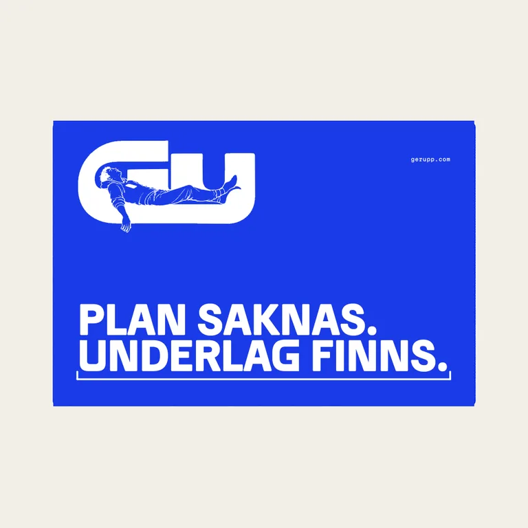 Musmatta, artikeln på blåkopia underlag med GerUpp-märket. Digital produktförhandsvisning.