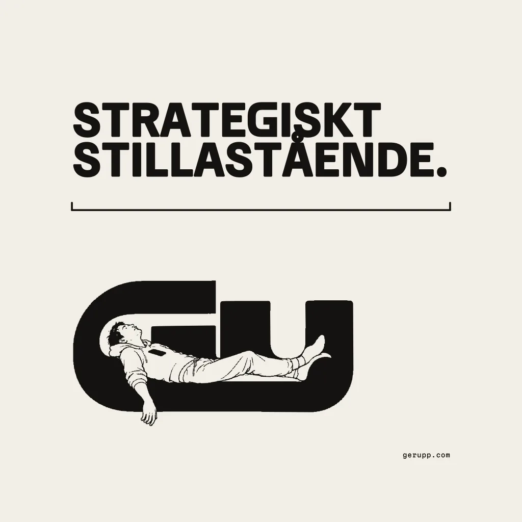 Tygkasse, trycket, platt på oblekt papper underlag med GerUpp-märket. Digital produktförhandsvisning.